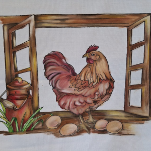 Hoender en Eiers Kreatiewe Fantasy Screen Printed Fabric Painted Workshops and Gifts Home